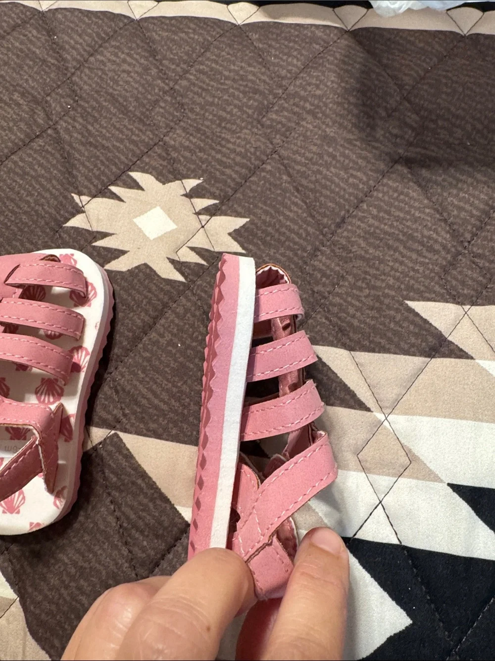 Carter's Pink Girls Closed-Toe Shell Print Sandals
